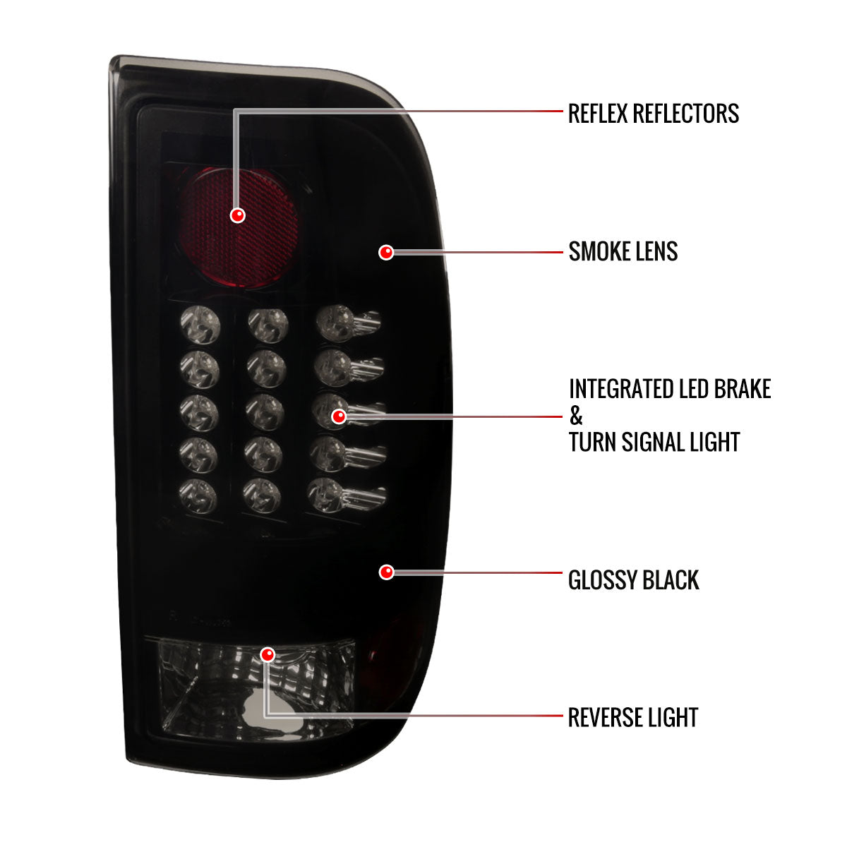 1997-2007 Ford F-150/F-250/F-350/F-450/F-550 Styleside LED Tail Lights (Glossy Black Housing/Smoked Lens)