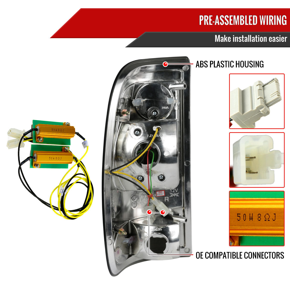 1997-2007 Ford F-150/F-250/F-350/F-450/F-550 Styleside V2 LED Tail Lights (Matte Black Housing/Clear Lens)