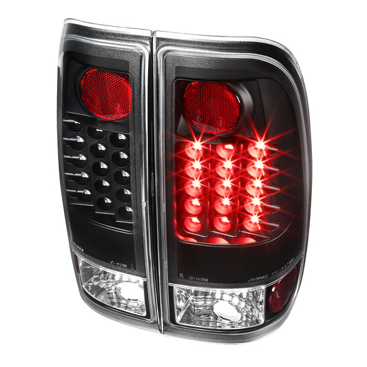 1997-2007 Ford F-150/F-250/F-350/F-450/F-550 Styleside V2 LED Tail Lights (Matte Black Housing/Clear Lens)