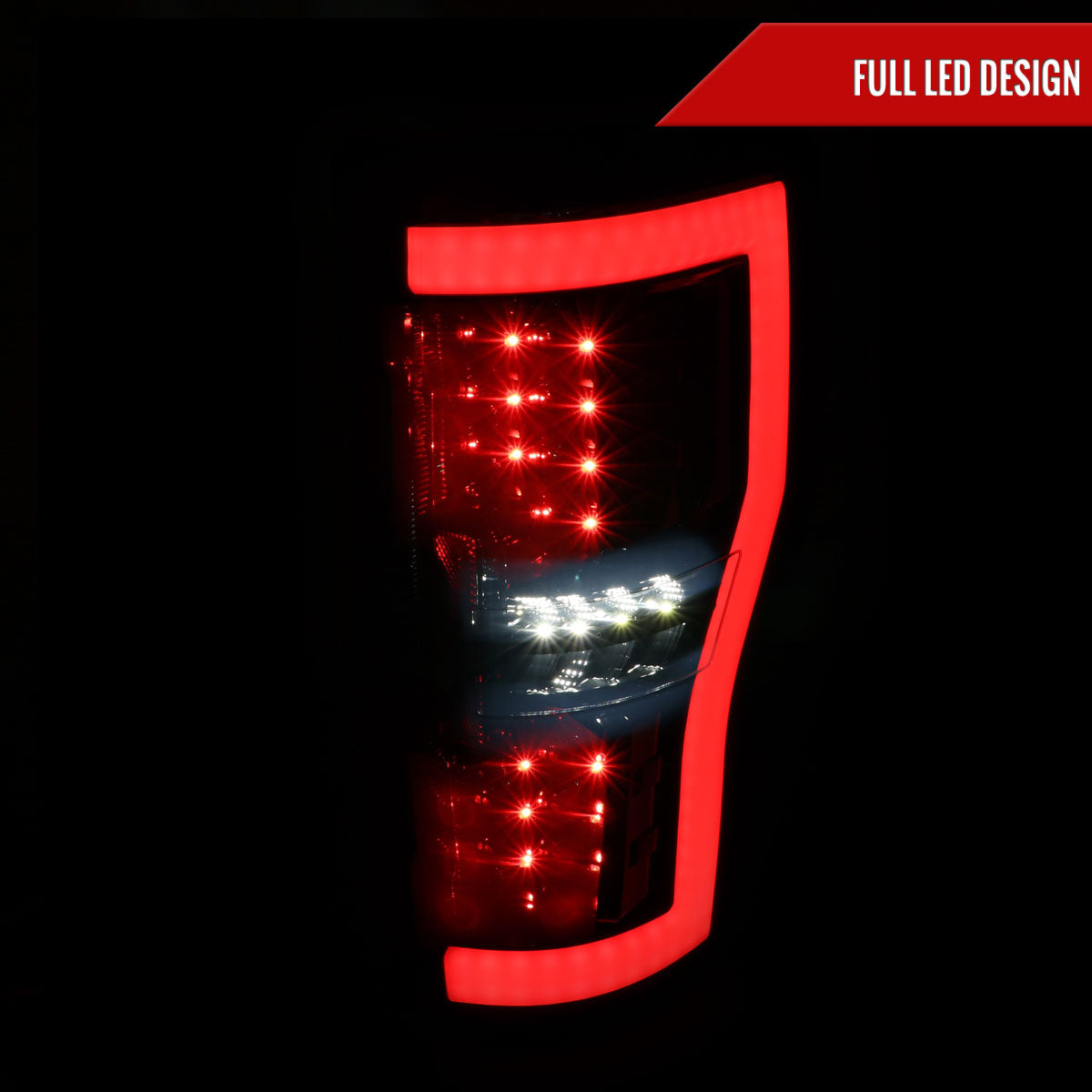 2017-2019 Ford F-250/F-350/F-450/F-550 LED Bar Tail Lights (Glossy Black Housing/Dark Smoked Lens)