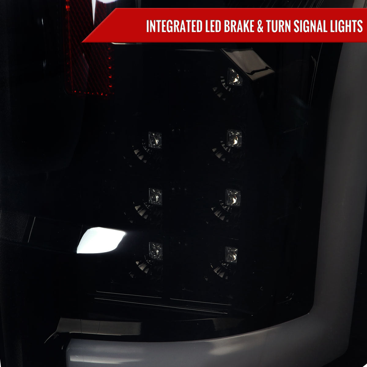 2017-2019 Ford F-250/F-350/F-450/F-550 LED Bar Tail Lights (Glossy Black Housing/Dark Smoked Lens)