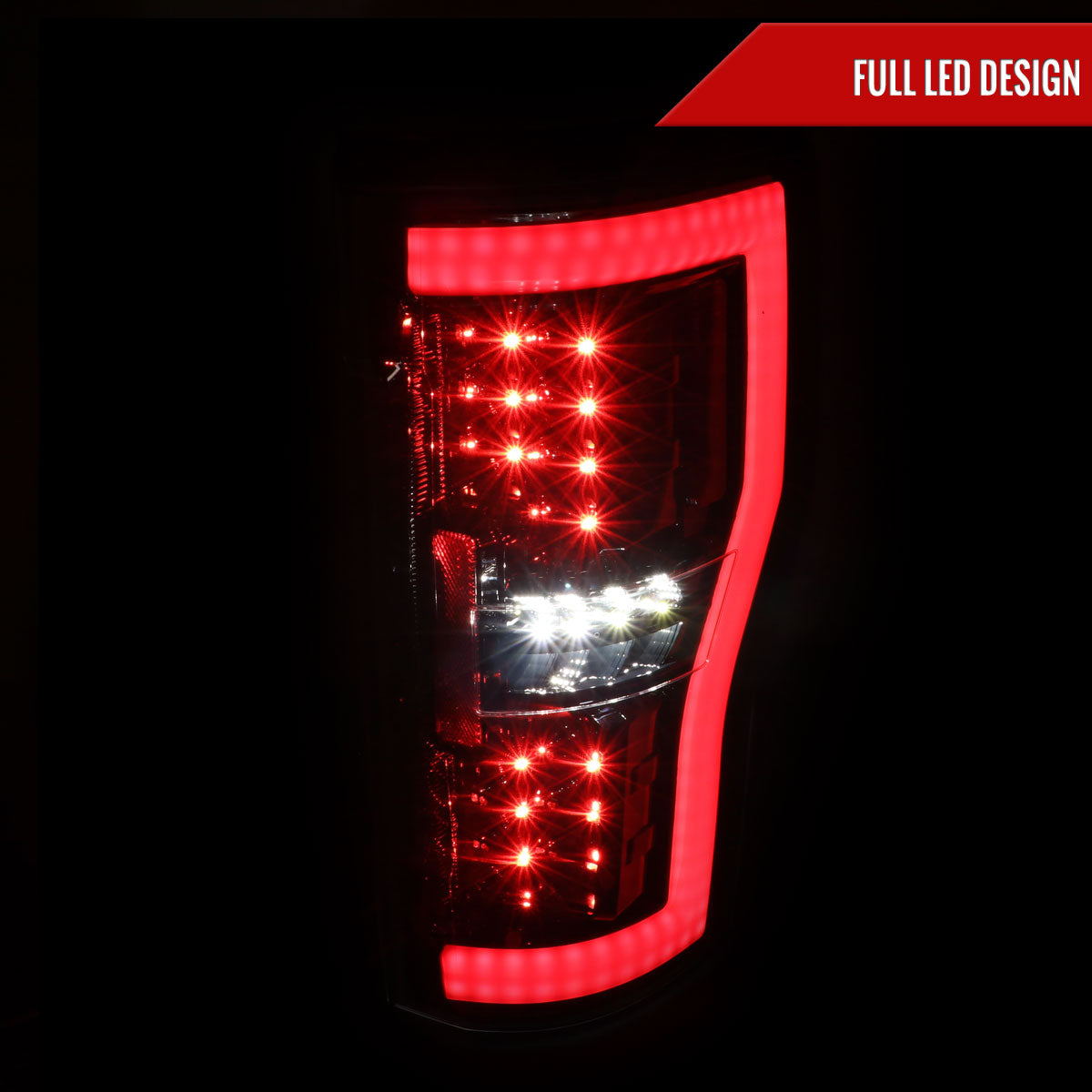 2017-2019 Ford F-250/F-350/F-450/F-550 LED Bar Tail Lights (Jet Black Housing/Clear Lens)