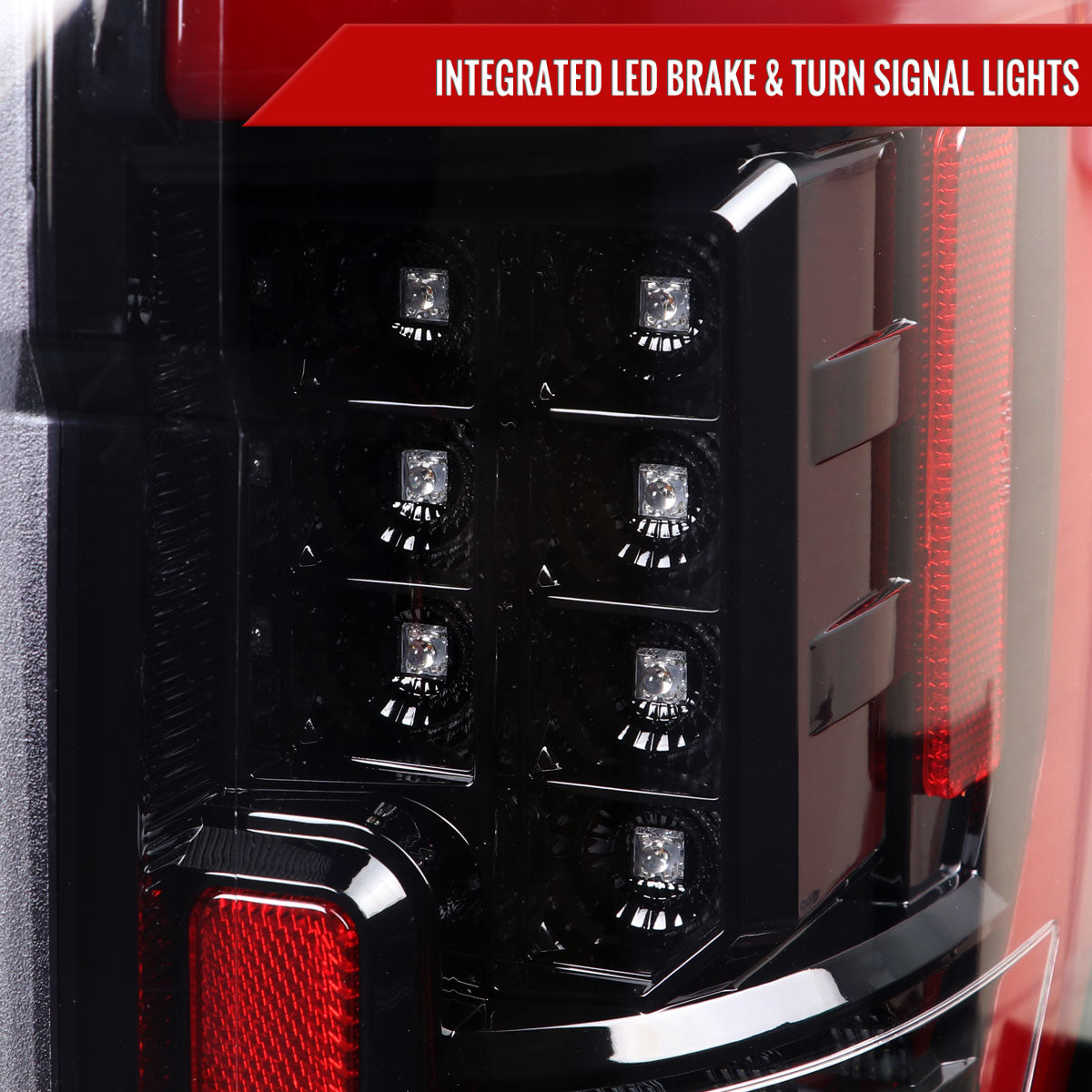 2017-2019 Ford F-250/F-350/F-450/F-550 LED Bar Tail Lights (Jet Black Housing/Clear Lens)