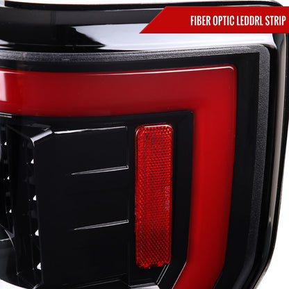 2017-2019 Ford F-250/F-350/F-450/F-550 LED Bar Tail Lights (Jet Black Housing/Clear Lens)