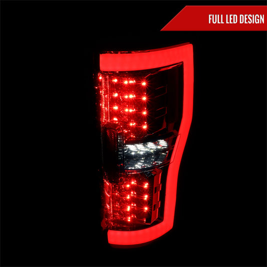 2017-2019 Ford F-250/F-350/F-450/F-550 Super Duty LED Bar Tail Lights (Chrome Housing/Smoked Lens)