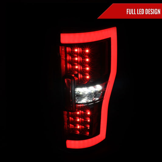 2017-2019 Ford F-250/F-350/F-450/F-550 White LED Bar Tail Lights (Matte Black Housing/Clear Lens)