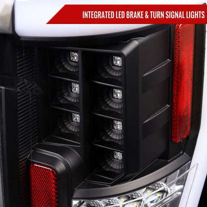 2017-2019 Ford F-250/F-350/F-450/F-550 White LED Bar Tail Lights (Matte Black Housing/Clear Lens)