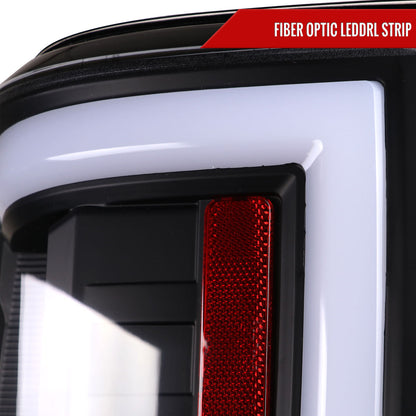 2017-2019 Ford F-250/F-350/F-450/F-550 White LED Bar Tail Lights (Matte Black Housing/Clear Lens)
