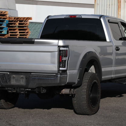 2017-2019 Ford F-250/F-350/F-450/F-550 White LED Bar Tail Lights (Matte Black Housing/Clear Lens)