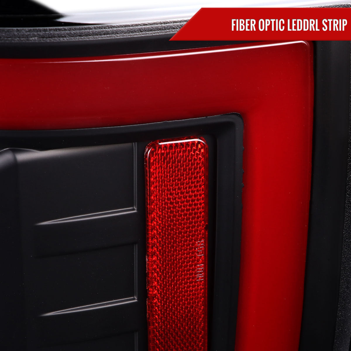 2017-2019 Ford F-250/F-350/F-450/F-550 Red LED Bar Tail Lights (Matte Black Housing/Clear Lens)