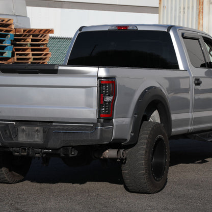 2017-2019 Ford F-250/F-350/F-450/F-550 Red LED Bar Tail Lights (Matte Black Housing/Clear Lens)