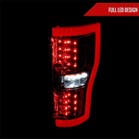 2017-2019 Ford F-250/F-350/F-450/F-550 Super Duty LED Bar Tail Lights (Chrome Housing/Red Lens)