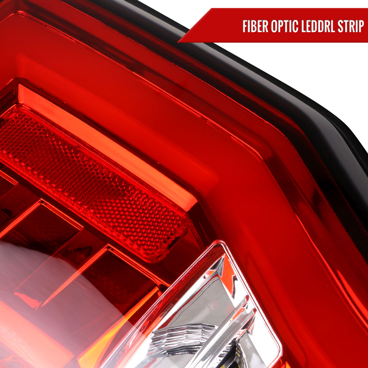 2017-2019 Ford F-250/F-350/F-450/F-550 Super Duty LED Bar Tail Lights (Chrome Housing/Red Lens)