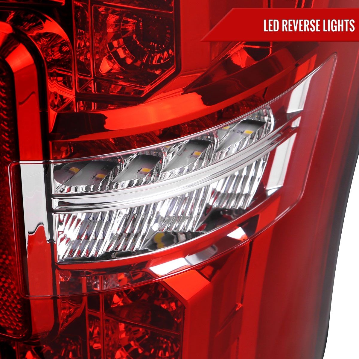 2017-2019 Ford F-250/F-350/F-450/F-550 Super Duty LED Bar Tail Lights (Chrome Housing/Red Lens)