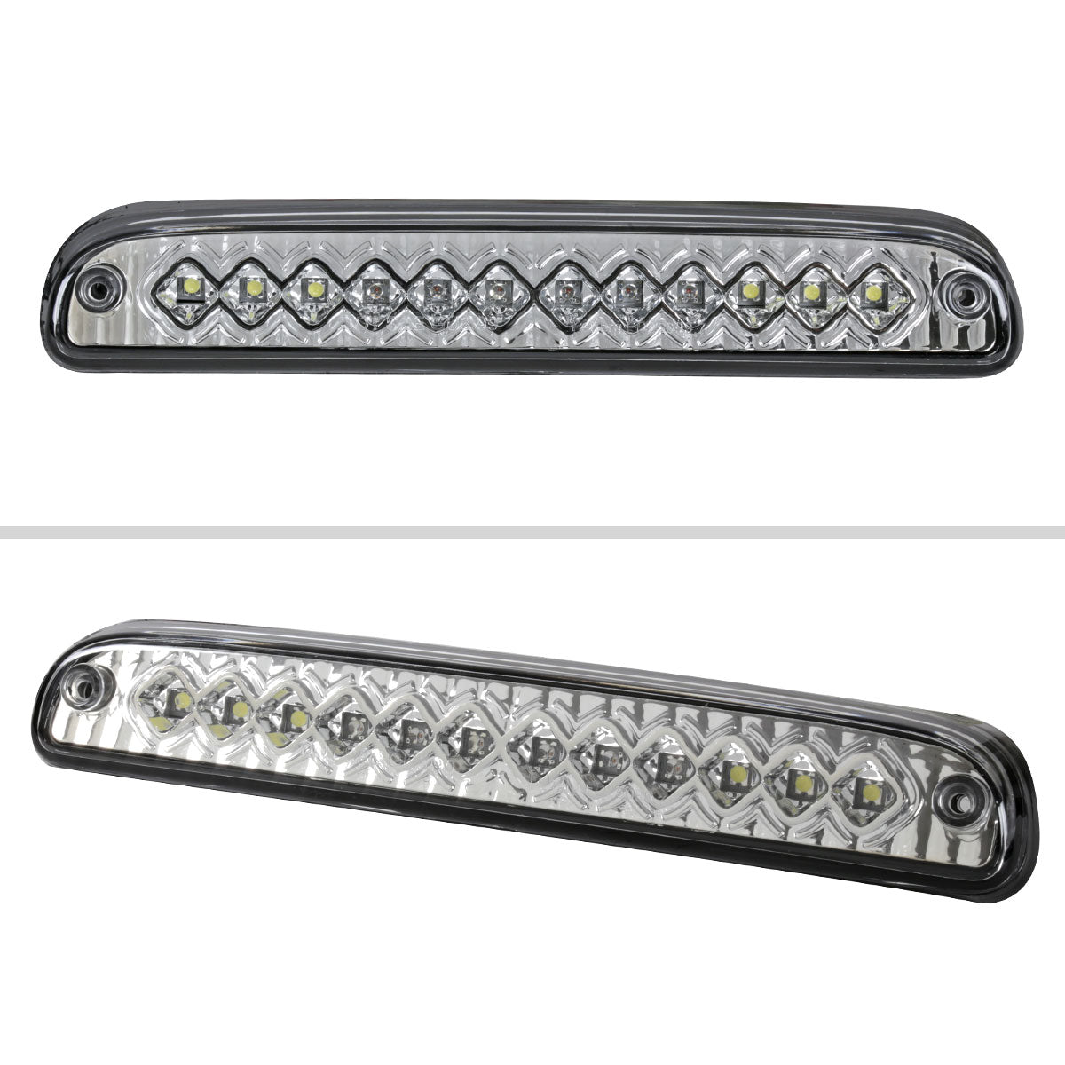 1993-2016 Ford F-250/F-350/F-450/F-550/Ranger Mazda B Series Pickup LED 3rd Brake Tail Light (Chrome Housing/Clear Lens)