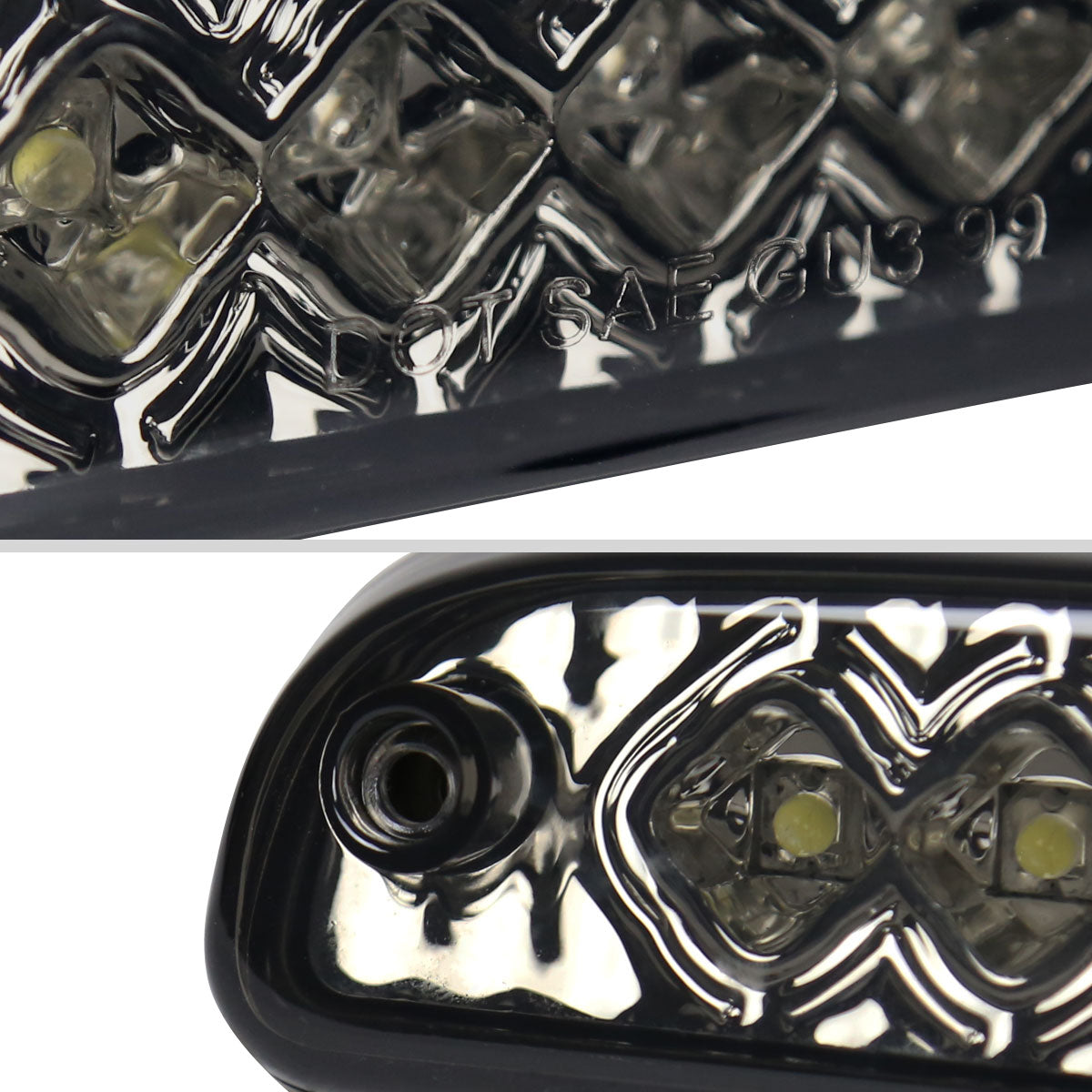1993-2016 Ford F-250/F-350/F-450/F-550/Ranger Mazda B Series Pickup LED 3rd Brake Tail Light (Chrome Housing/Smoked Lens)