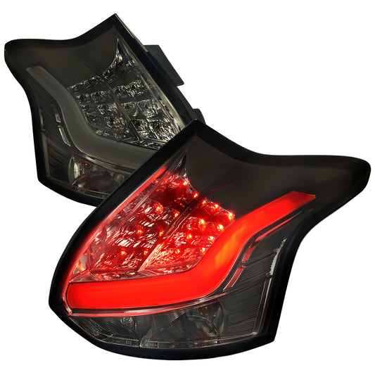 2012-2014 Ford Focus Hatchback LED Tail Lights (Chrome Housing/Smoked Lens)