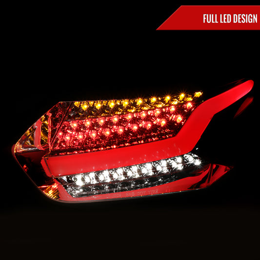 2015-2019 Ford Focus Hatchback LED Tail Lights (Chrome Housing/Clear Lens)