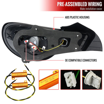 2012-2016 Scion FRS/ Subaru BRZ/ Toyota 86 Sequential LED Tail Lights (Jet Black Housing/Clear Lens)