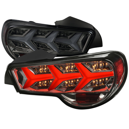 2013-2016 Scion FRS/ Subaru BRZ Lambo Style Sequential LED Tail Lights (Chrome Housing/Smoked Lens)