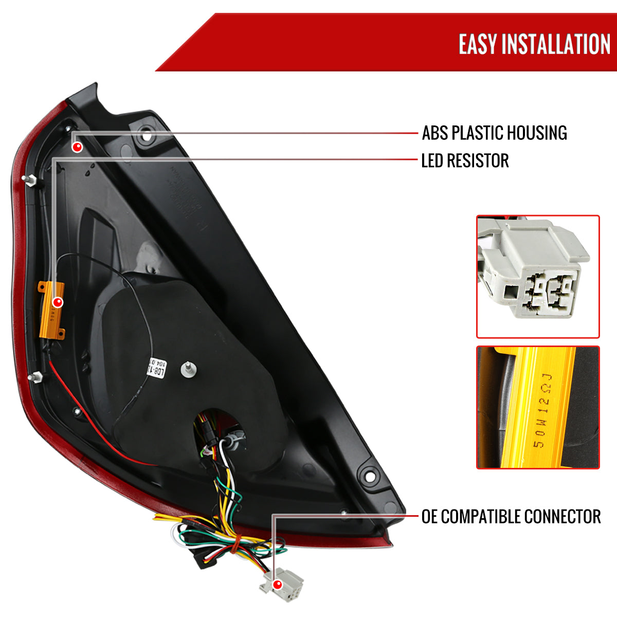2011-2013 Ford Fiesta Hatchback LED Tail Lights (Chrome Housing/Red Smoked Lens)