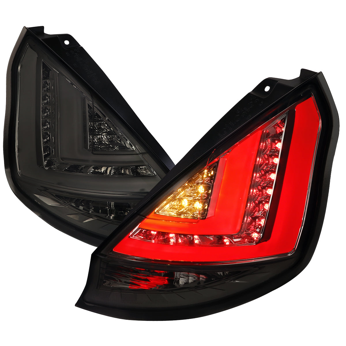 2014-2019 Ford Fiesta Hatchback LED Bar Tail Lights (Chrome Housing/Smoked Lens)