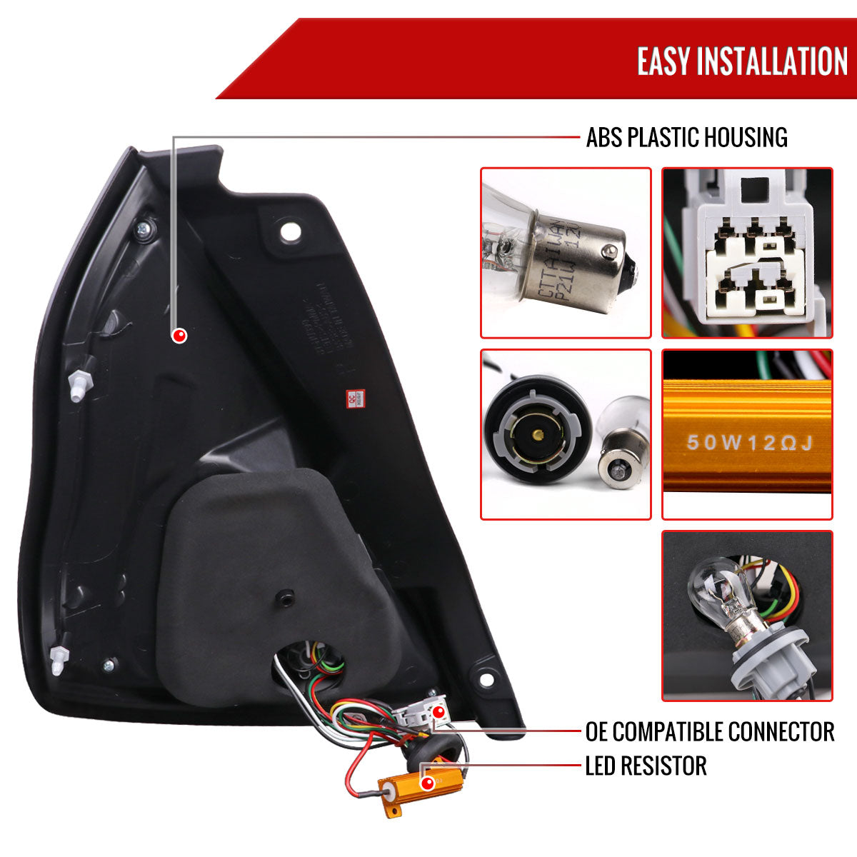 2014-2019 Ford Fiesta Hatchback LED Bar Tail Lights (Chrome Housing/Red Smoked Lens)