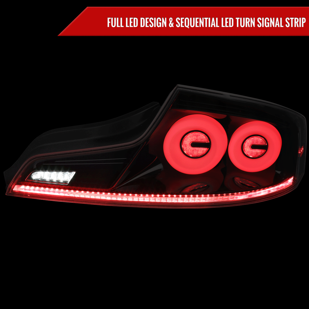 2003-2007 Infiniti G35 Coupe White LED Halo Sequential Signal Tail Lights (Glossy Black Housing/Clear Lens)