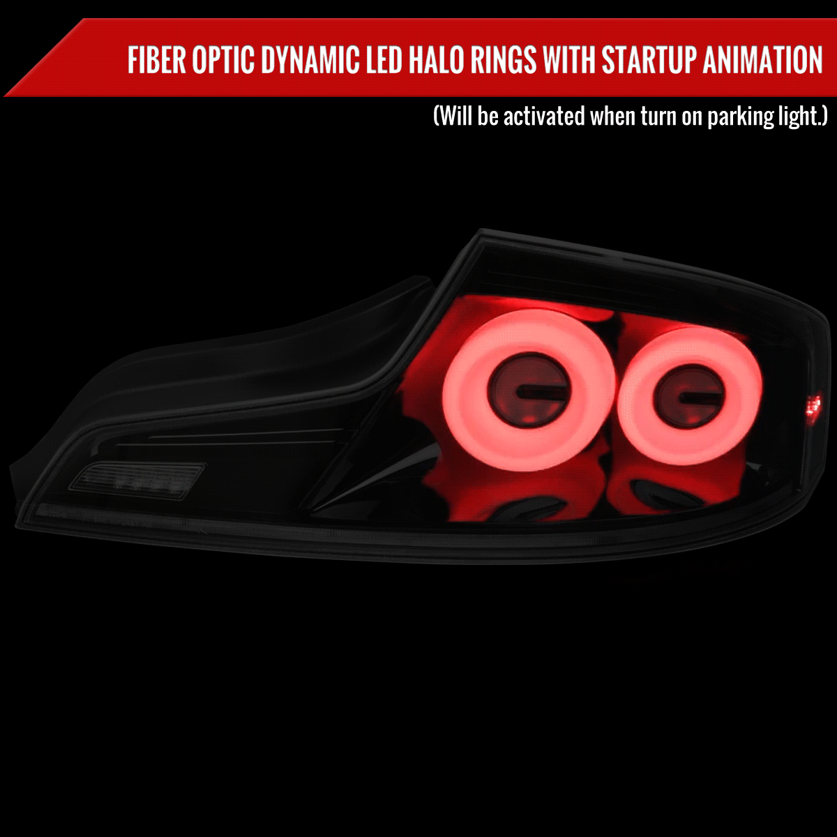 2003-2007 Infiniti G35 Coupe White LED Halo Sequential Signal Tail Lights (Glossy Black Housing/Clear Lens)