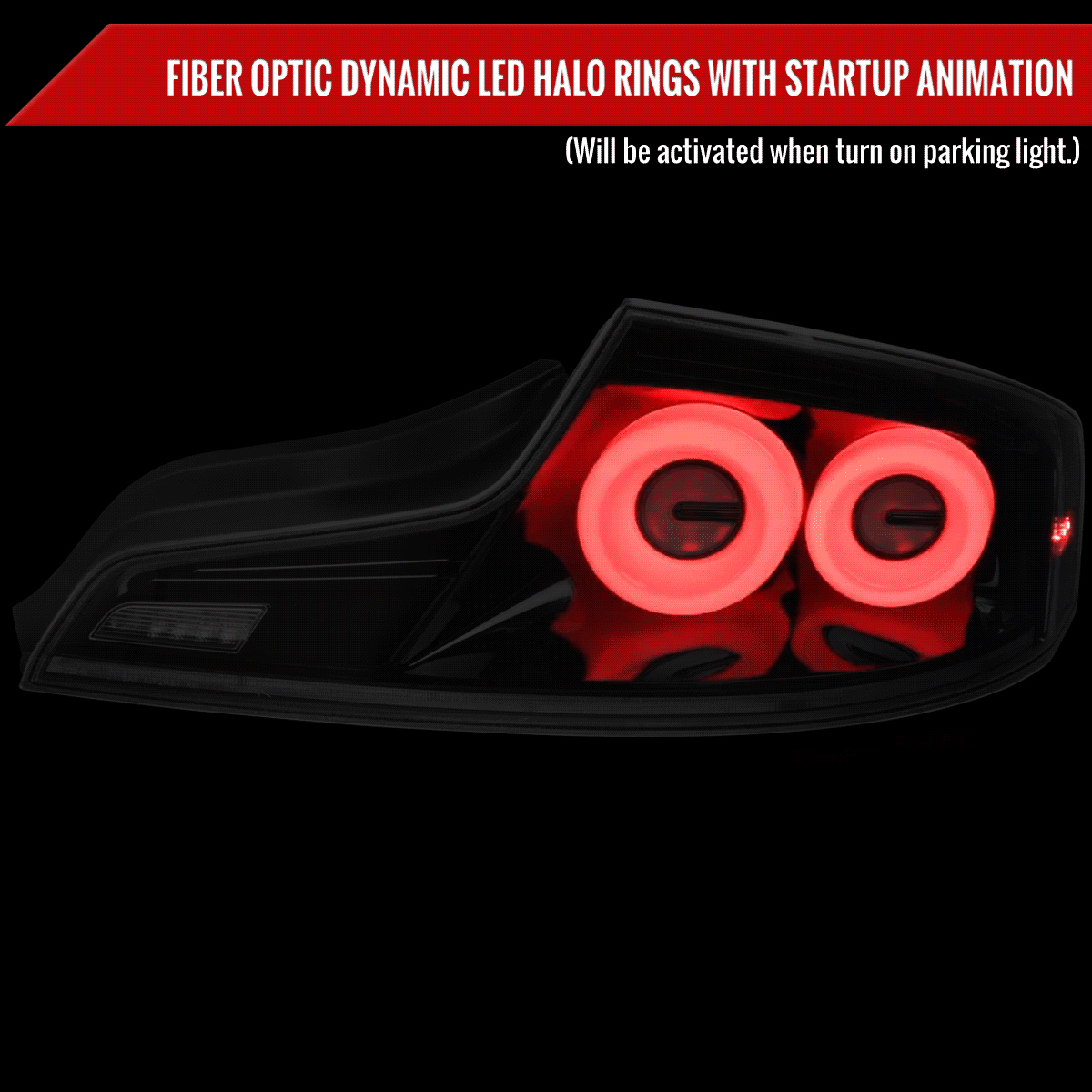 2003-2007 Infiniti G35 Coupe Red LED Halo Sequential Signal Tail Lights (Glossy Black Housing/Clear Lens)