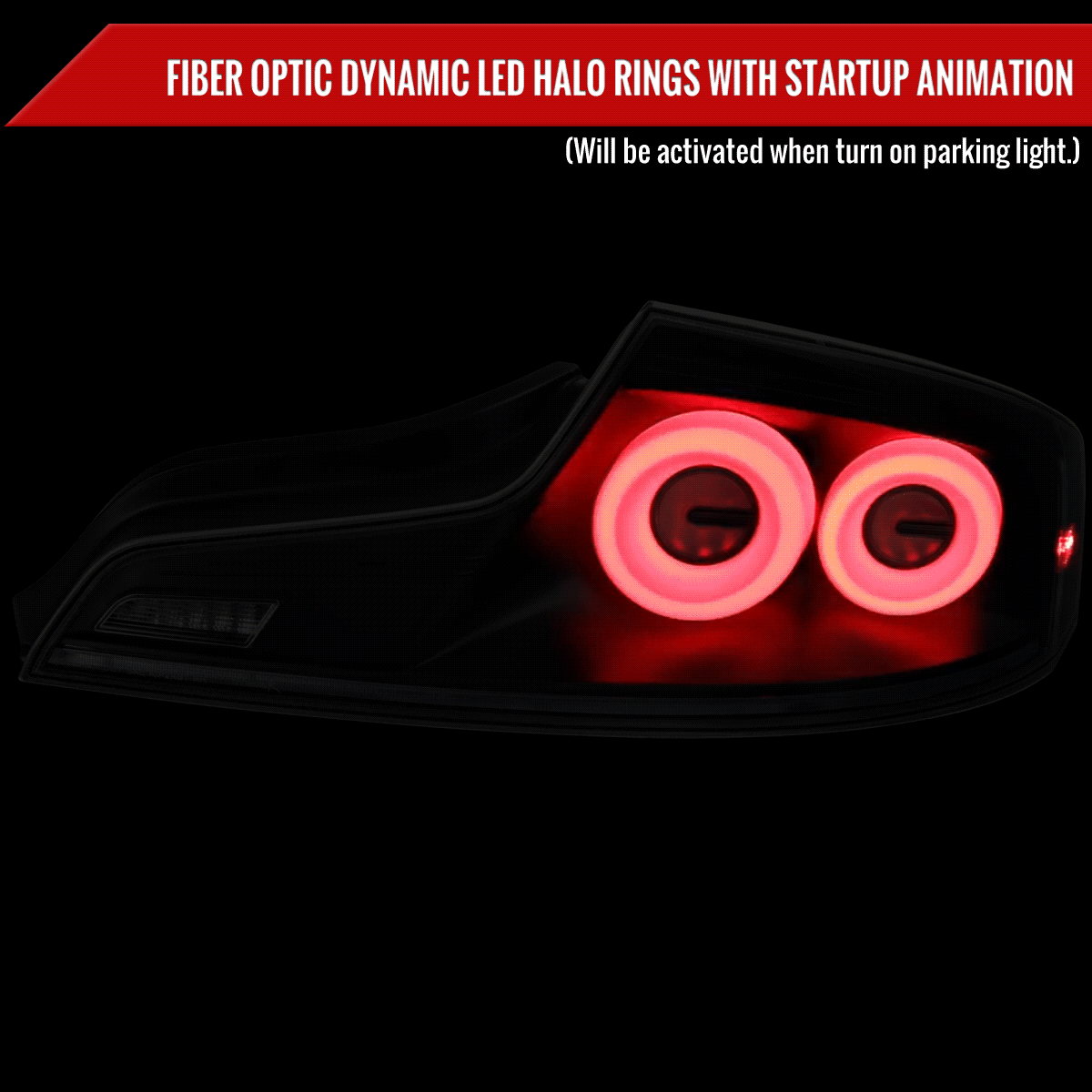 2003-2007 Infiniti G35 Coupe White LED Halo Sequential Signal Tail Lights (Matte Black Housing/Clear Lens)