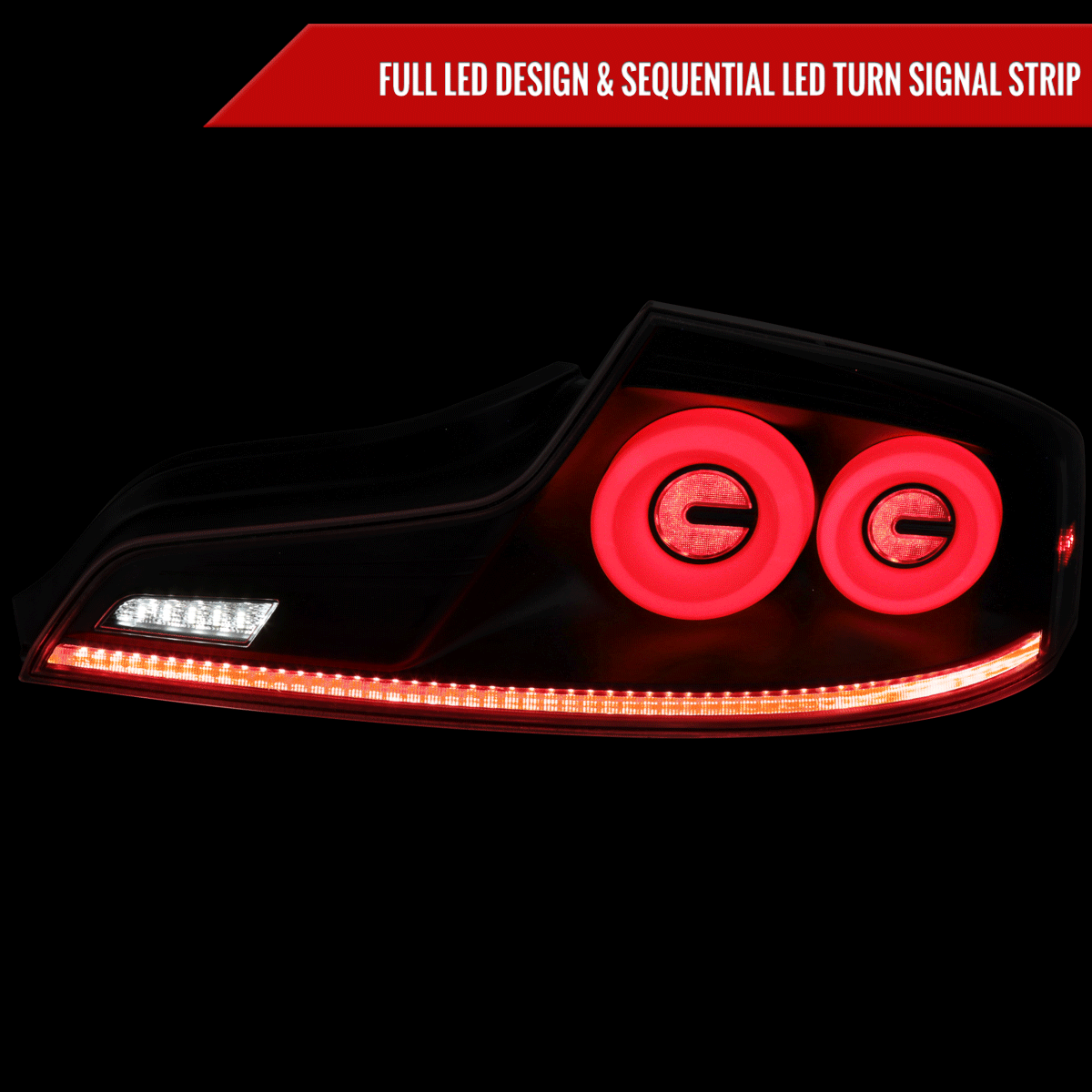 2003-2007 Infiniti G35 Coupe White LED Halo Sequential Signal Tail Lights (Matte Black Housing/Smoked Lens)