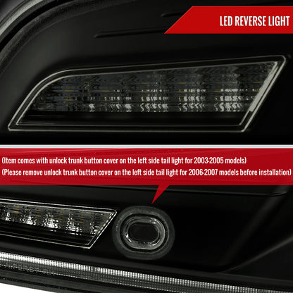 2003-2007 Infiniti G35 Coupe Red LED Halo Sequential Signal Tail Lights (Matte Black Housing/Smoked Lens)