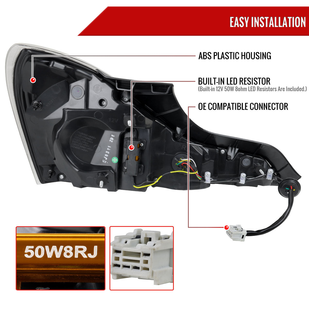 2008-2013 Infiniti G37/2014-2015 Q60 Coupe/Convertible LED Tail Lights w/ Switchback Sequential Turn Signals (Matte Black Housing / Clear Lens)