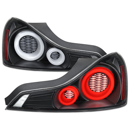 2008-2013 Infiniti G37/2014-2015 Q60 Coupe/Convertible LED Tail Lights w/ Switchback Sequential Turn Signals (Matte Black Housing / Clear Lens)