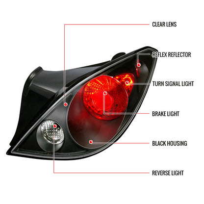 2005-2010 Pontiac G6 Coupe Tail Lights (Matte Black Housing/Clear Lens)