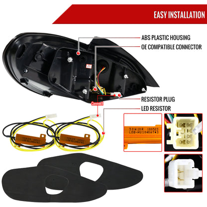 2010-2016 Hyundai Genesis Coupe White Bar Sequential LED Tail Lights (Matte Black Housing/Clear Lens)