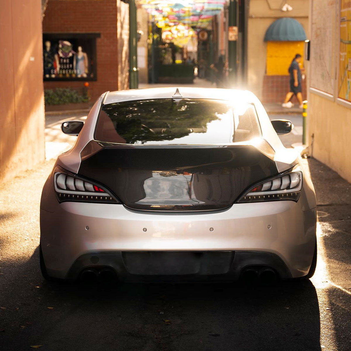 2010-2016 Hyundai Genesis Coupe White Bar Sequential LED Tail Lights (Matte Black Housing/Clear Lens)