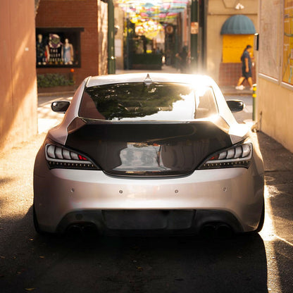 2010-2016 Hyundai Genesis Coupe White Bar Sequential LED Tail Lights (Matte Black Housing/Clear Lens)