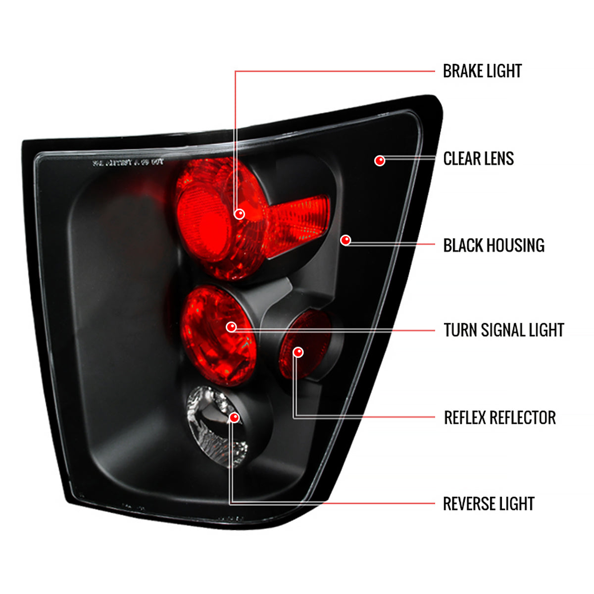 2005-2006 Jeep Grand Cherokee Tail Lights (Matte Black Housing/Clear Lens)