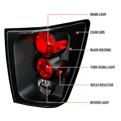 2005-2006 Jeep Grand Cherokee Tail Lights (Matte Black Housing/Clear Lens)