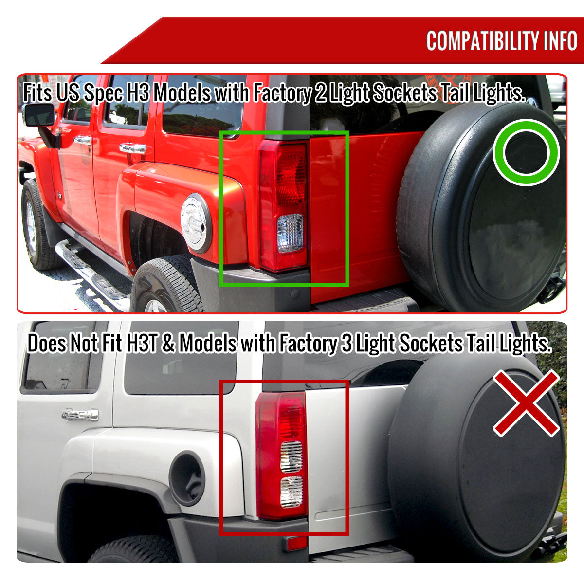 2005-2010 Hummer H3 LED Tail Lights (Chrome Housing/Smoked Lens)