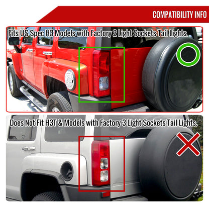2005-2010 Hummer H3 LED Tail Lights (Chrome Housing/Smoked Lens)