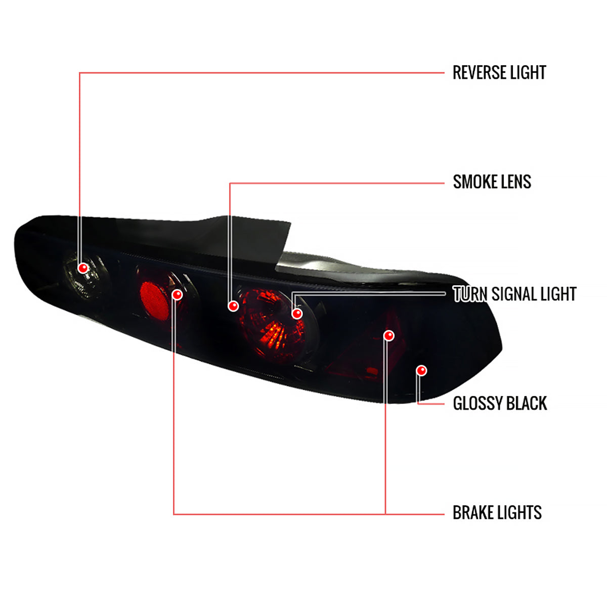 1994-2001 Acura Integra Hatchback Tail Lights (Glossy Black Housing/Smoked Lens)