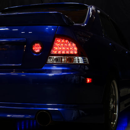 2001-2005  Lexus IS300 LED Tail Lights (Chrome Housing/Red Clear Lens)