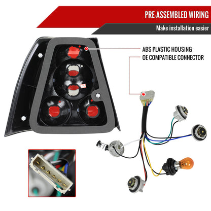 1999-2005 Volkswagen Jetta/Bora Mk4 Sedan Tail Lights (Glossy Black Housing/Smoked Lens)