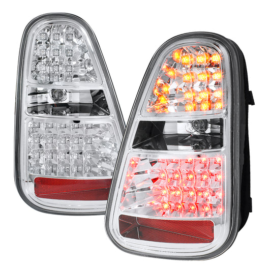 2005-2006 Mini Cooper S LED Tail Lights (Chrome Housing/Clear Lens)