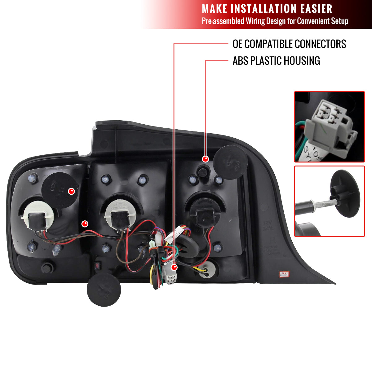 2005-2009 Ford Mustang Sequential Tail Lights (Chrome Housing/Red Lens)