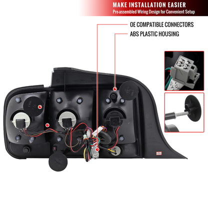2005-2009 Ford Mustang Sequential Tail Lights (Chrome Housing/Red Lens)