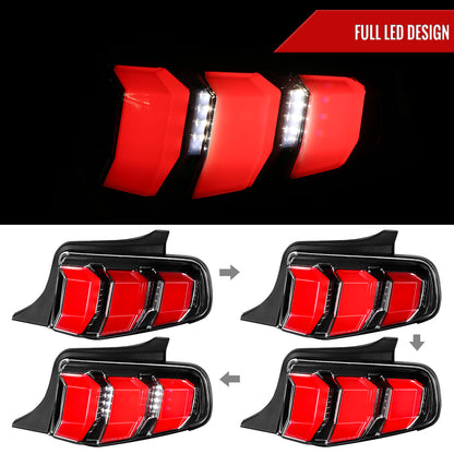 2010-2012 Ford Mustang Sequential LED Tail Lights (Jet Black Housing/Clear Lens)